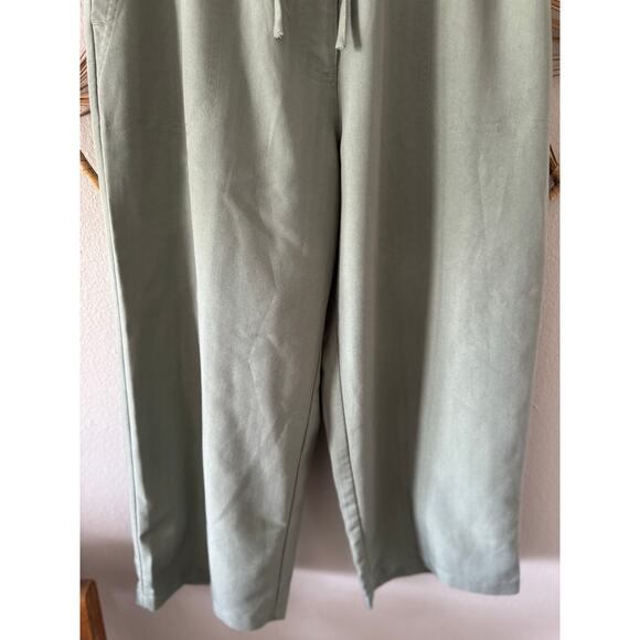 Marsh Landing High Waist Green Drawstring Comfy Cropped Pants w/ Pockets SMALL - Picture 4 of 7